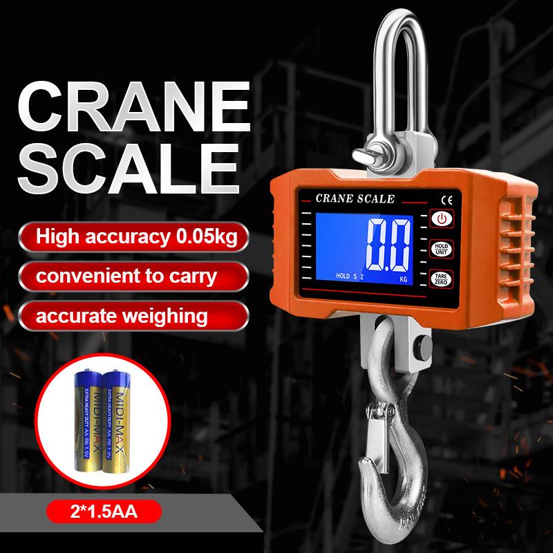 1000kg/1.5t/2t Electronic Hanging Crane Scale - Handheld Tension Hook Meter