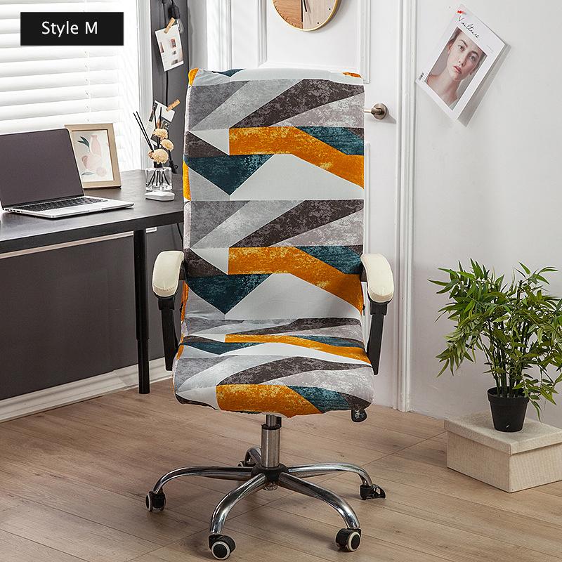 Stretch Printed Computer Office Chair Covers Universal Soft Desk Rotating Chair Protector with Zipper Removable Anti-Dust Cover