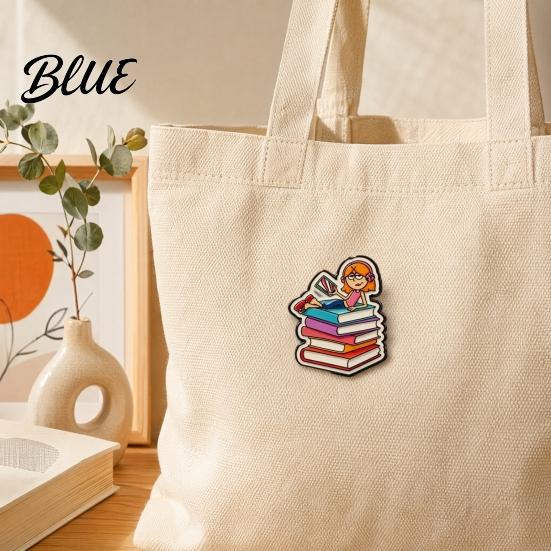 Oxidation-resistant Pin Metal Base Brooch Pin Enamel Girl Reading Book