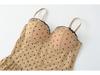 Korean Elegant Polka Dot Ruffle Camisole, Slim Fit with Chest Pads, Waist-Cinched, Flattering Lace Top for Women