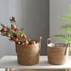 Woven Flower Pot Seagrass Plant Basket Garden Yard Greenhouse Flowerpot with Handle Potting Planting Hamper Household