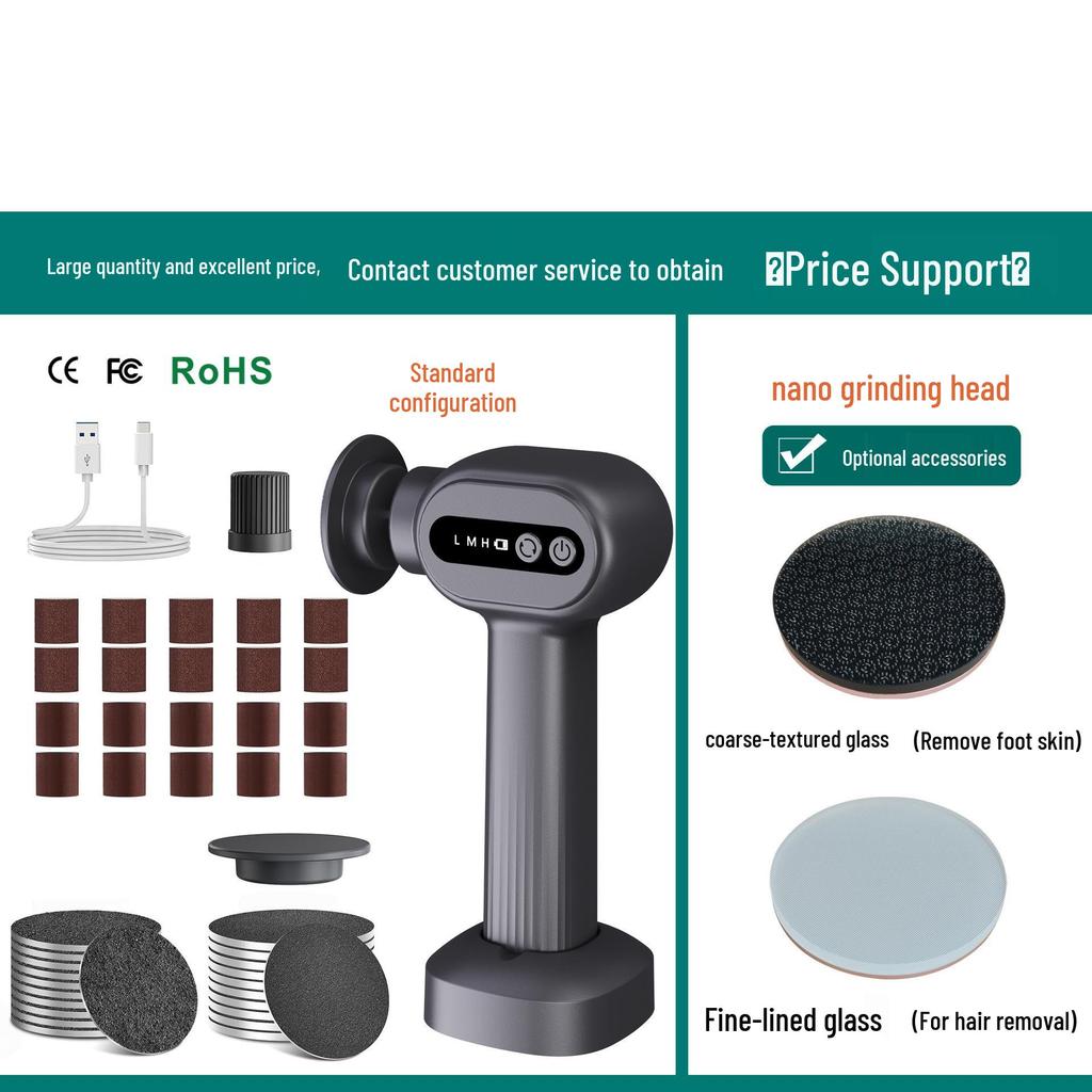 Rechargeable Electric Foot Scrubber & Grinder with Screen Display - Dual Function Pedicure/Manicure Tool with New Metal Body