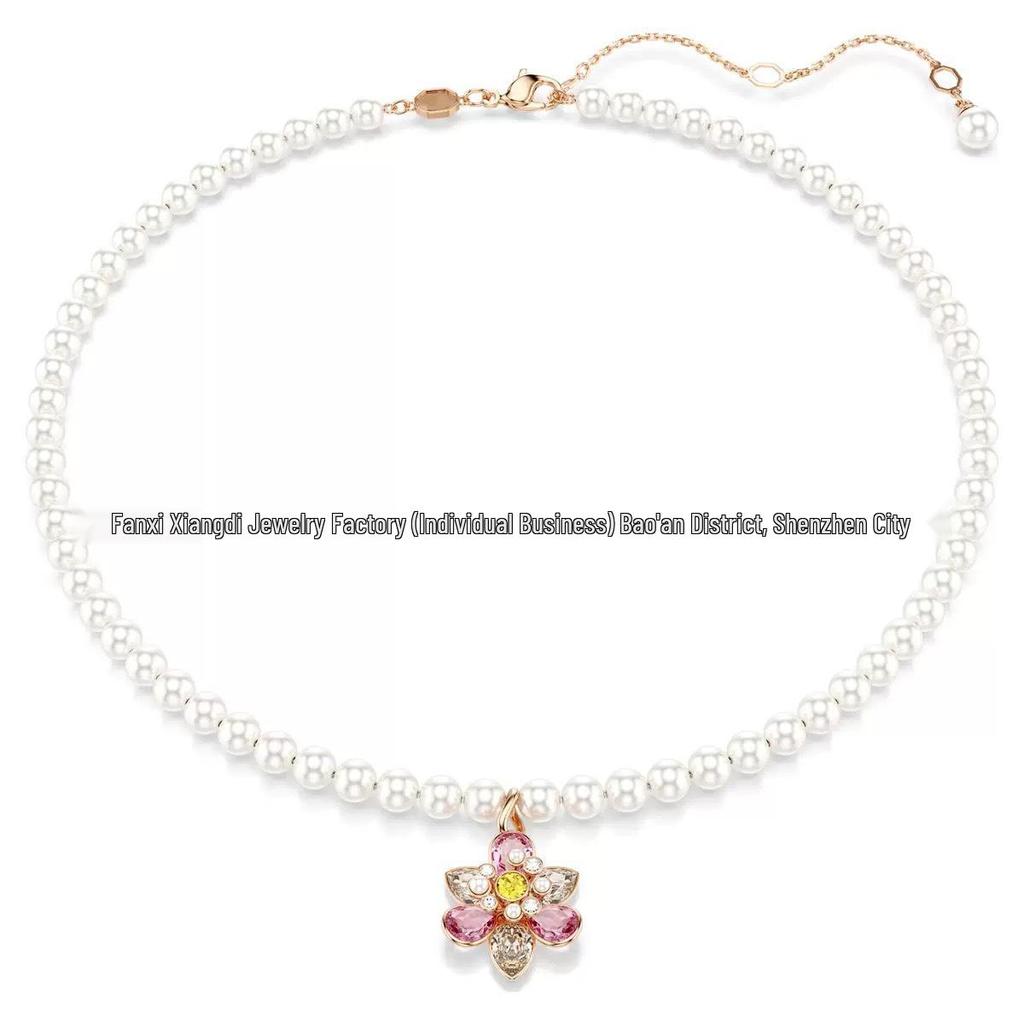 Idyllia Flower Dopamine Jewelry Set: Necklace, Bracelet, Earrings, Ring with Austria Crystals