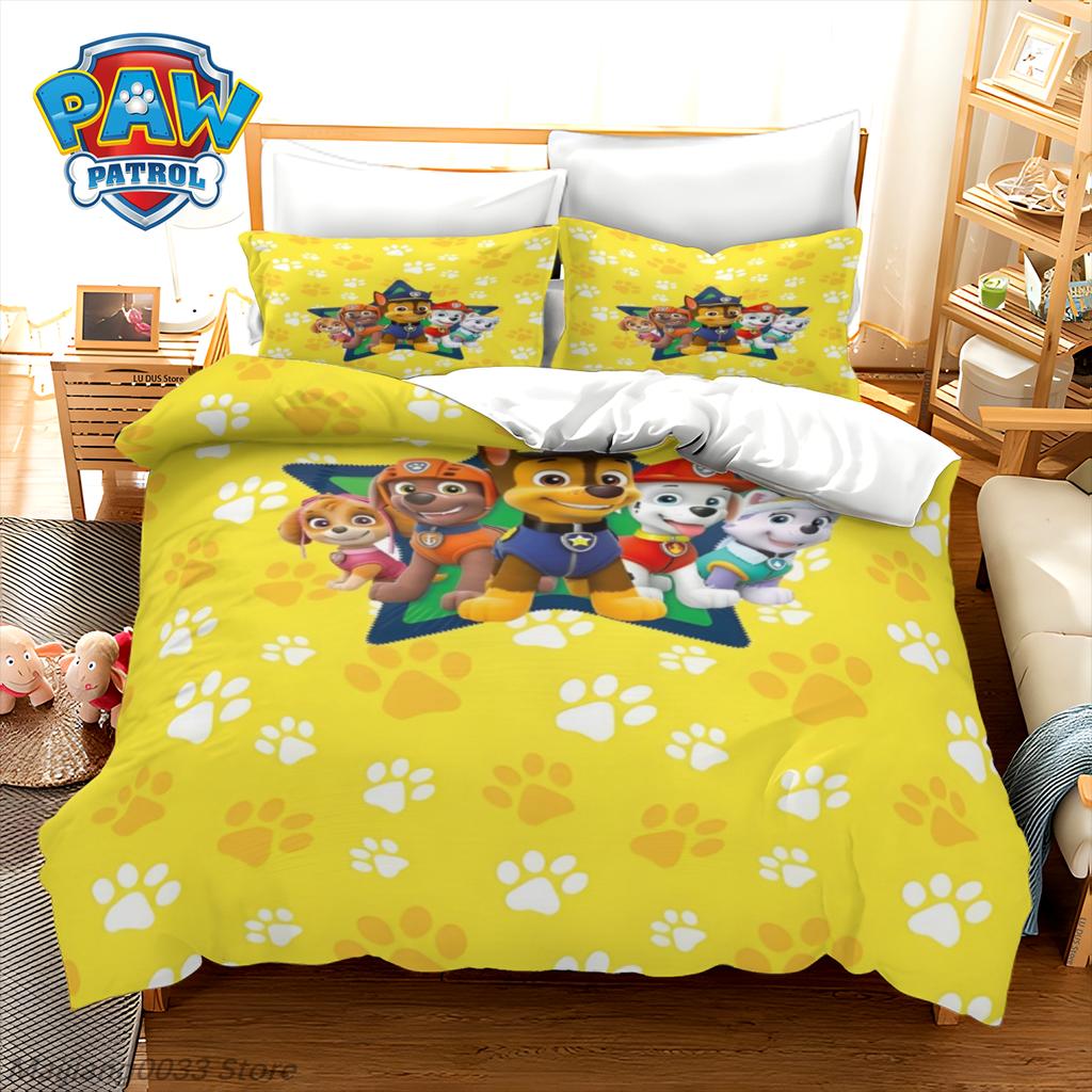 Anime Cute Dog Puppy Duvet Cover Paw Patrol Bedding Set Quilt Comforter Pillow Case Bedclothes Children Kid Boy Bed Bedroom Set