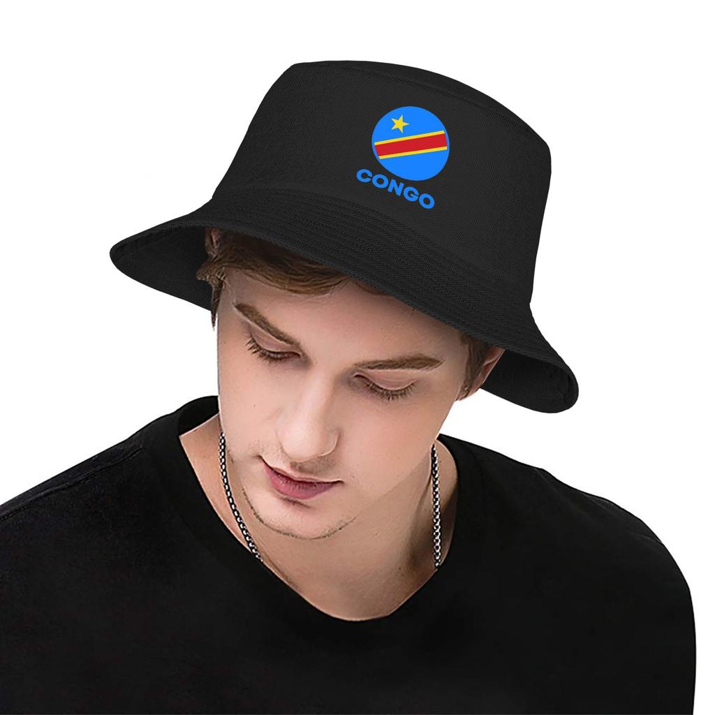Flag Of Congo Kinshasa Flag Of Zaire Bucket Hat Panama Bob Hats Outdoor Cool Reversible For Summer Beach Fishing Fisherman Caps
