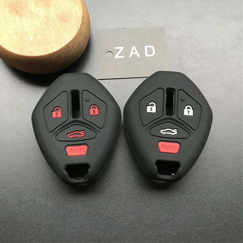 ZAD Silicone Rubber Car Key Cover Case for Mitsubishi Lancer Evolution Remote Key Chain Cover 3+1 4 Buttons Key