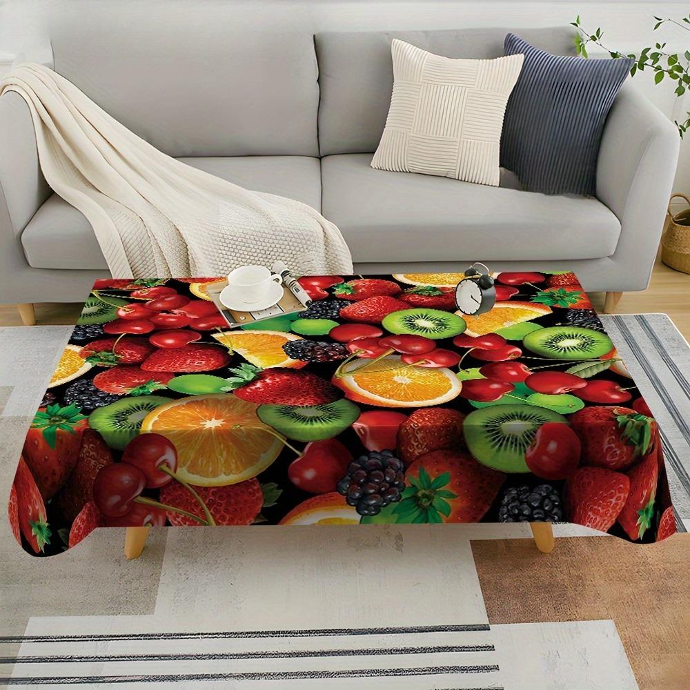 Jingyue Pet Unisex Colorful Fruit Pattern Rectangle Tablecloths For Table Decor Waterproof Reusable Machine Washable Tablecloth For Kitchen Party