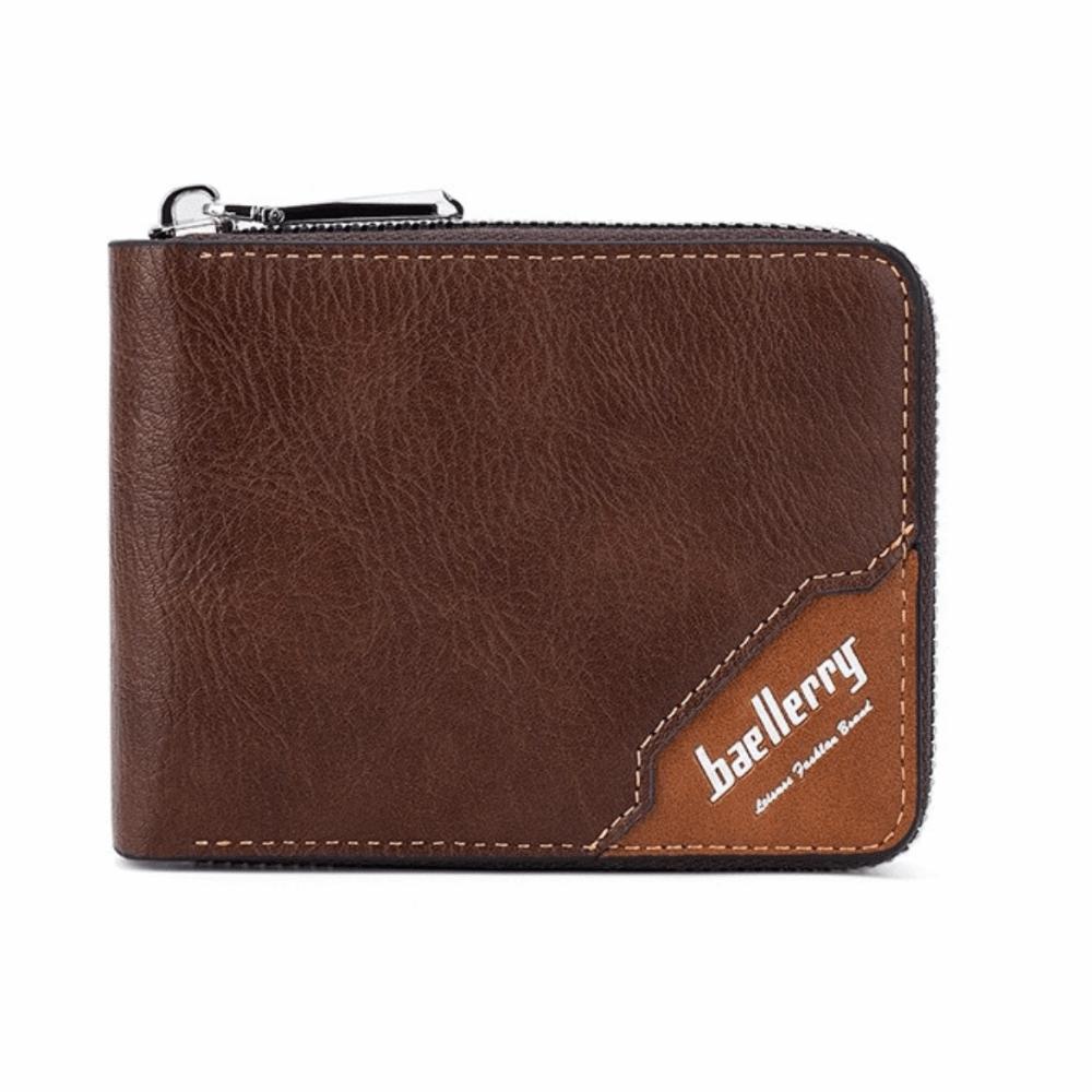 Leather Men's Short Wallet English Letter Pocket Purse Multifunction Anti-theft Cash Bag  Daily Use