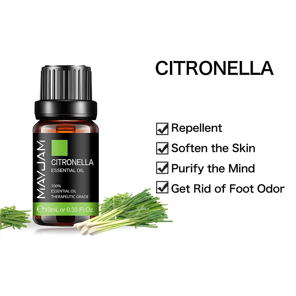 MAYJAM 10ml/30ml/100ml Citronella Pure Essential Oil Natural Aromatherapy Spa Body Massage Skin Care Purify the Air Bactericide