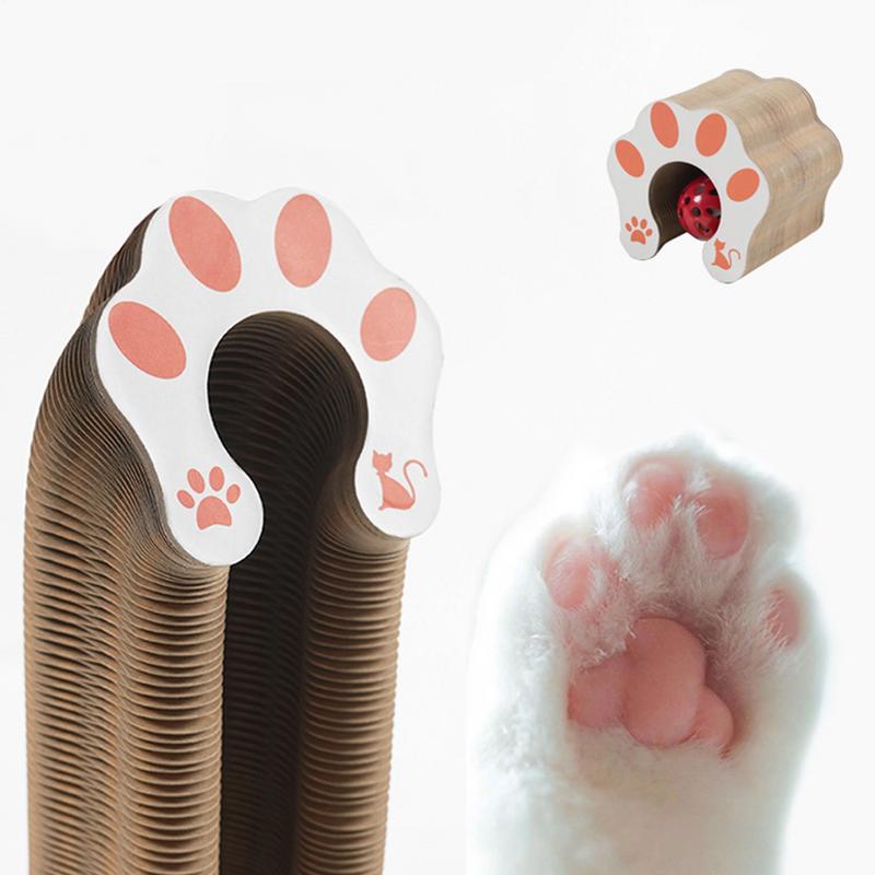 Картонная игрушка для кошки Складная когтеточка из картона с мячиком Кошачий столбик для царапанья Игрушка-трек с мячиком для котенка Аккордеон Игрушки кошачья игрушка China Mainland