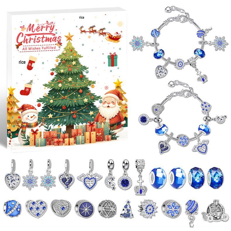 European & American DIY Christmas Cartoon Snowman Crystal Beaded Bracelet Set for Children