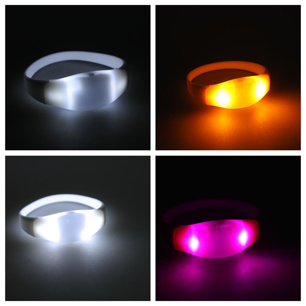 Pakke med 10 stemmeaktiverte silikonarmbånd blinkende lysende armbåndstilbehør flerfargede armbånd smykker