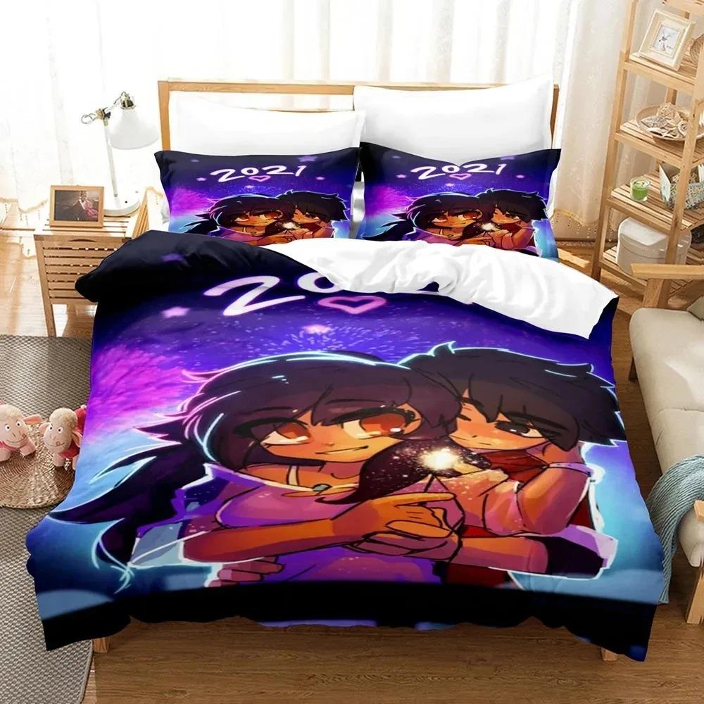 3D Anime Kawaii Girls Aphmaus Bedding Set Boys Girls Twin Queen Size Duvet Cover Pillowcase Bed Kids Adult Fashion Home Textiles