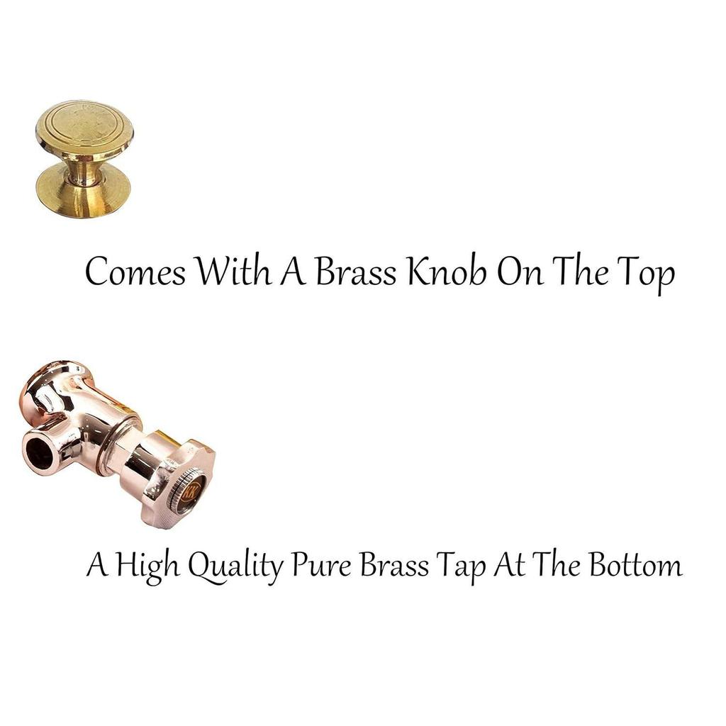 Pure Copper Colorful Diamonds Printed Design Water Pot Heavy Gauge with Brass Tap & Copper Glass & Stand, Storage & Serving Water, Volume- 5 Liters