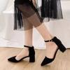 Baotou sandals fairy style 2025 spring new professional pointed high heels one word with thick heel medium heel single shoes