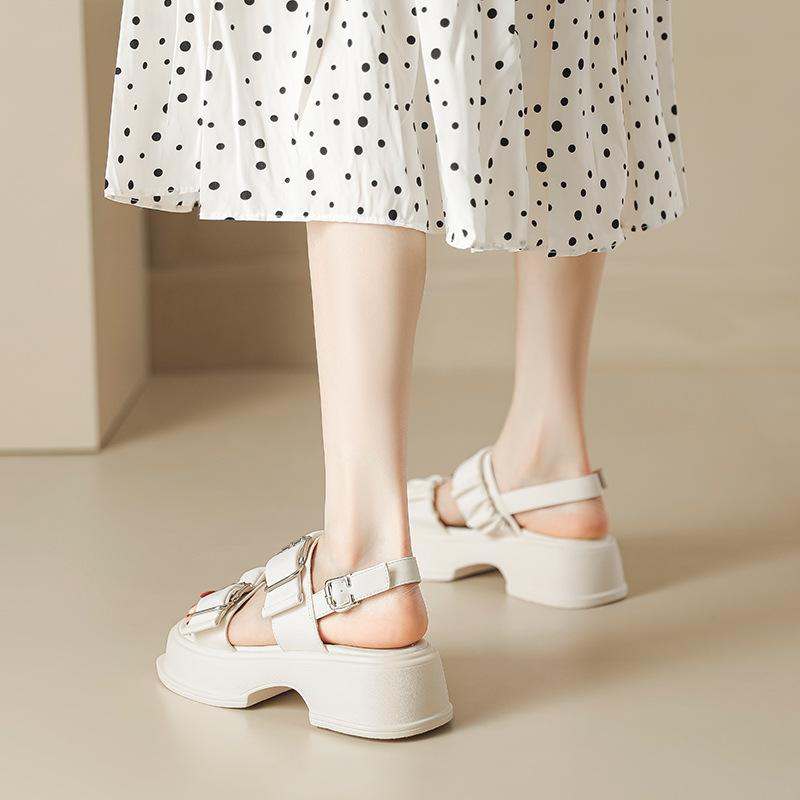 Summer Platform Sandals Women's 2025 New Double-breasted Muffin Bottom Outdoor Casual Roman Shoes Small Fragrant Ins