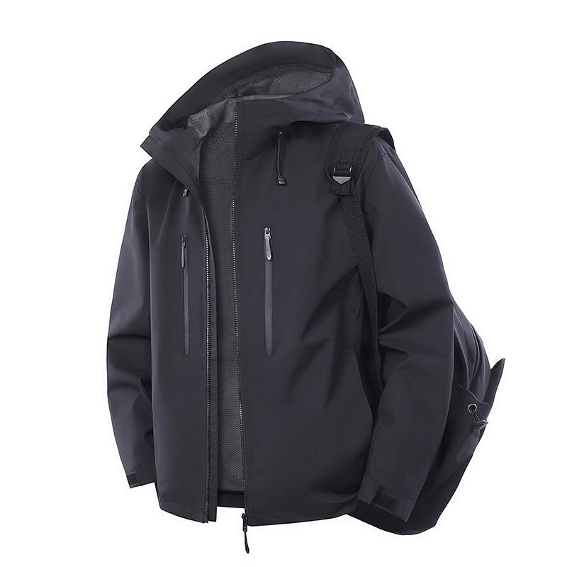Solid Color Hooded Men's Fashionable Spring and Autumn Jacket Zipper Pocket Sports Top