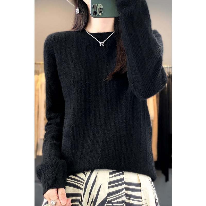 Maiskorn Rundhals-Pullover für Damen im Herbst und Winter Neuer Kaschmir-Strick-Basispullover Modischer und vielseitiger Langarm-Pullover