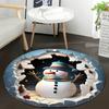 Cozy Christmas Snowman Round Rug,Flannel Mat for Kitchen, Bedroom, Living Room Decor, Machine Washable