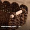 Handmade Tabletop Storage Basket | OpenTop Design, Woven with Wooden Handles, for Desk