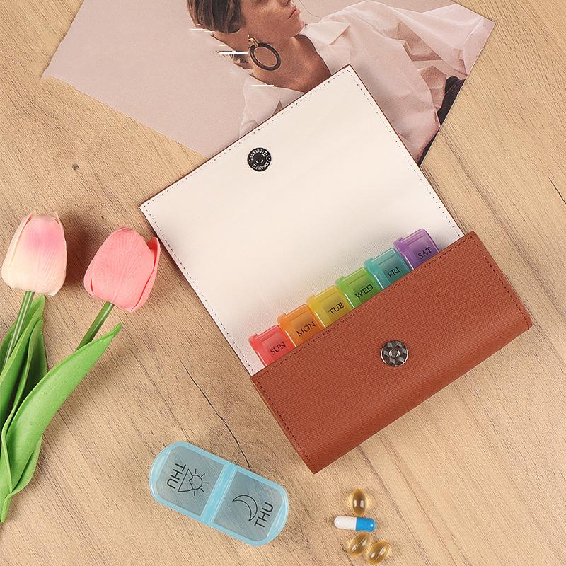 Medicine 14 Compartment Pill Box Storage Box Portable Plastic Container Box 7 Days Weekly Morning And Evening Travel Pill Box