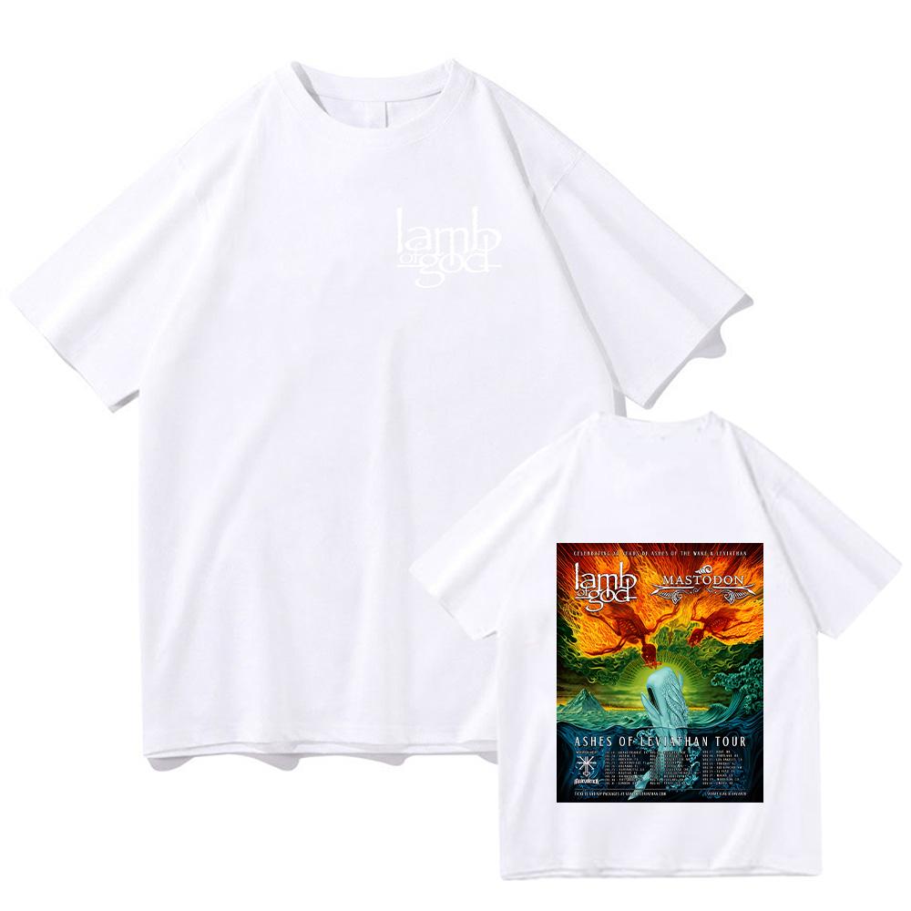 Trička Lamb of God a Mastodonmusic Tour Ashes of Leviathan Grafické potisky Topy Vysoce kvalitní bavlněná trička Unisex Volná trička