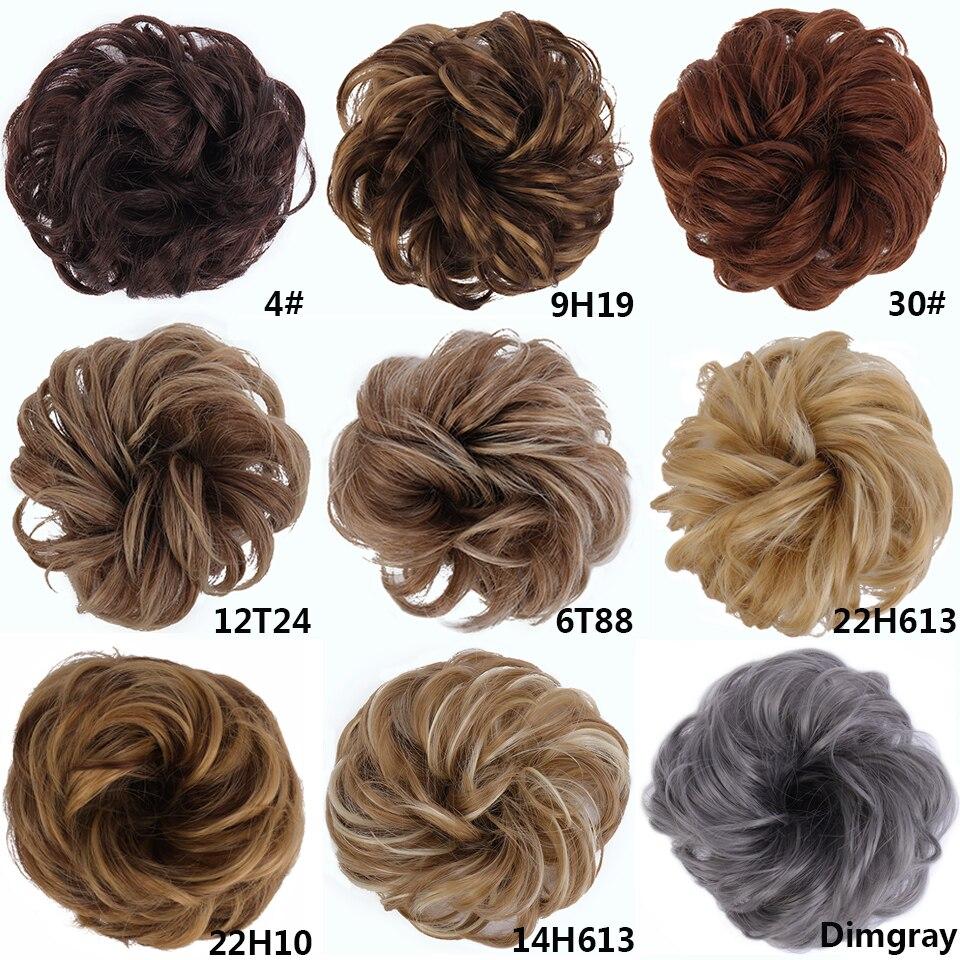 LUPU Syntetické dámské kudrnaté vlasy drdol Doplňky do vlasů elastické rozcuchané vlnité drdoly prodlužování vlasů ombre hnědá červená černá