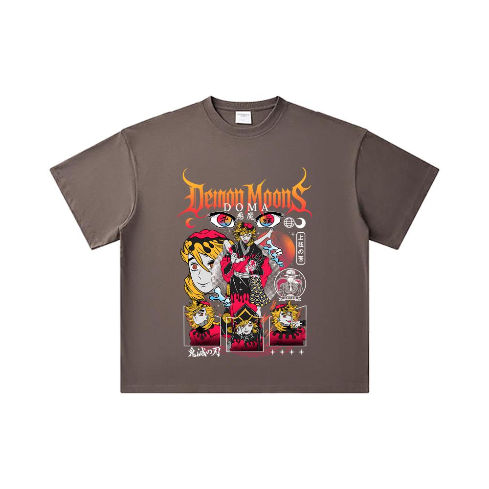 260 GSM Double Yarn 32 Count 100% Cotton Demon Slayer V32 Doma Print Unisex Heavy Cotton T Shirt