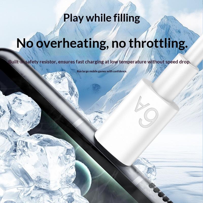 6A USB-A auf C Schnelllade-Datenkabel aus TPE-Material für Mobiltelefone, Kameras und Kopfhörer