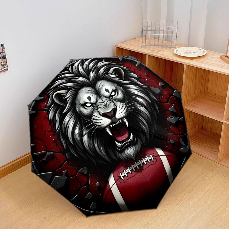 FootballAnimals Pattern Pattern New Style Umbrella, 1 Piece Automatic Folding Umbrella, Portable Travel Umbrella, Outdoor Umbrella, Birthday Gift