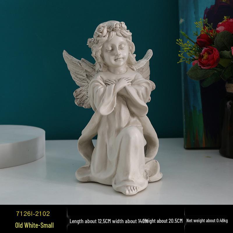 Europäische Retro Engel Figur - Kleine Mädchen Gipsstatue für Kirche Hochzeiten & Fotografie Dekor