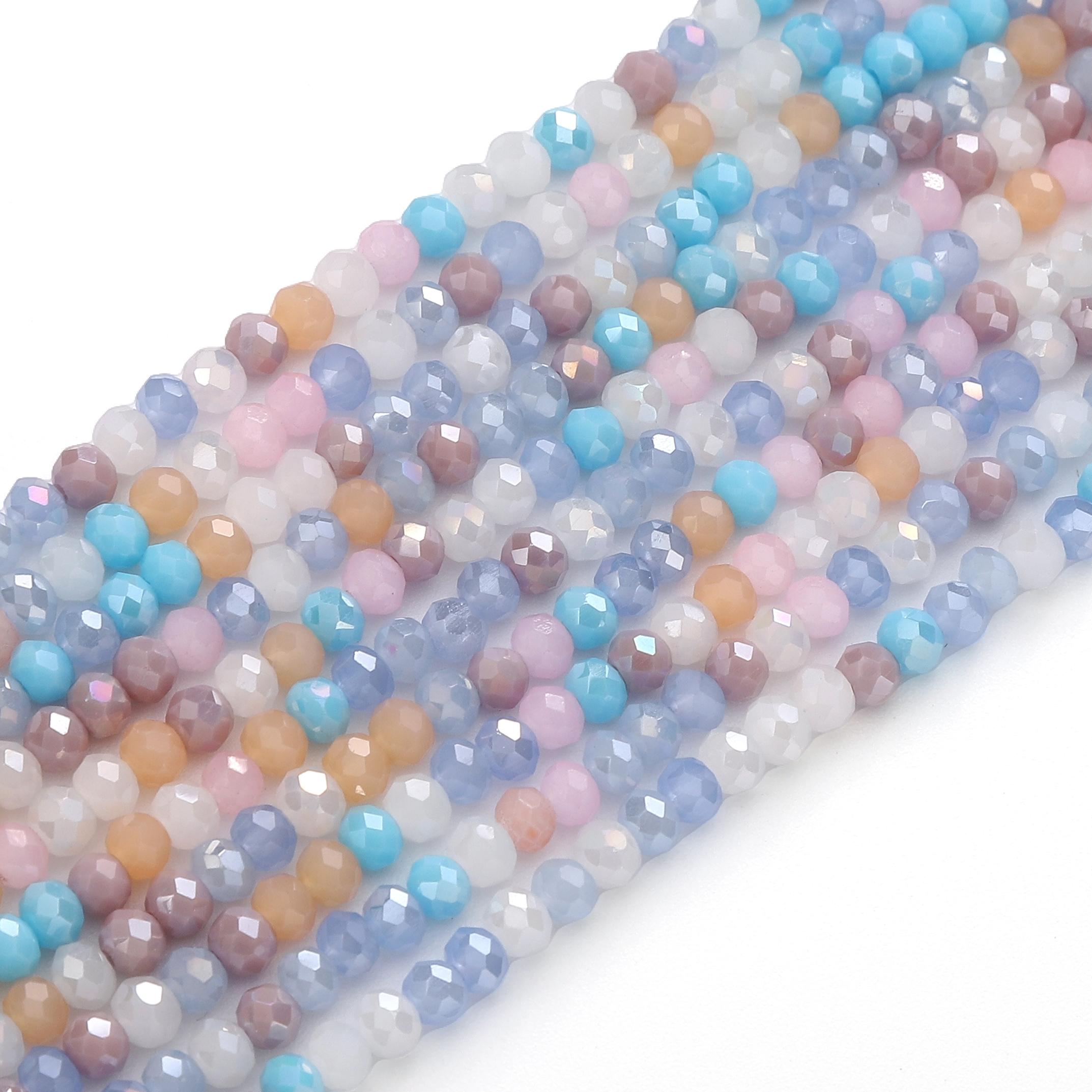 

120 шт. Стеклянные бусины Поверхность Плоская Интервал Кристальные бусины Для DIY Браслет Ожерелье Изготовление Ювелирных Изделий Украшение Mint Pink Blue