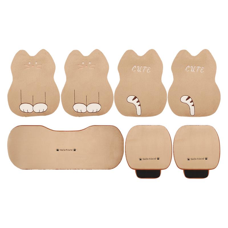 Cartoon Kitten Winter Plush Car Seat Cushion for Honda Civic, Haoying, XRV, Inspire, CRV