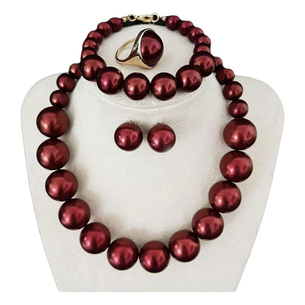 Vintage Style Necklace Bracelet Earring Ring Sets Light Luxury French Pearl Necklace Women