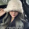 Rabbit Hair Bucket Hat Women's Face Small Hair Plush Hat Autumn and Winter Cold Warm Bag Head Hat Fur Basin Hat Versatile Fashion