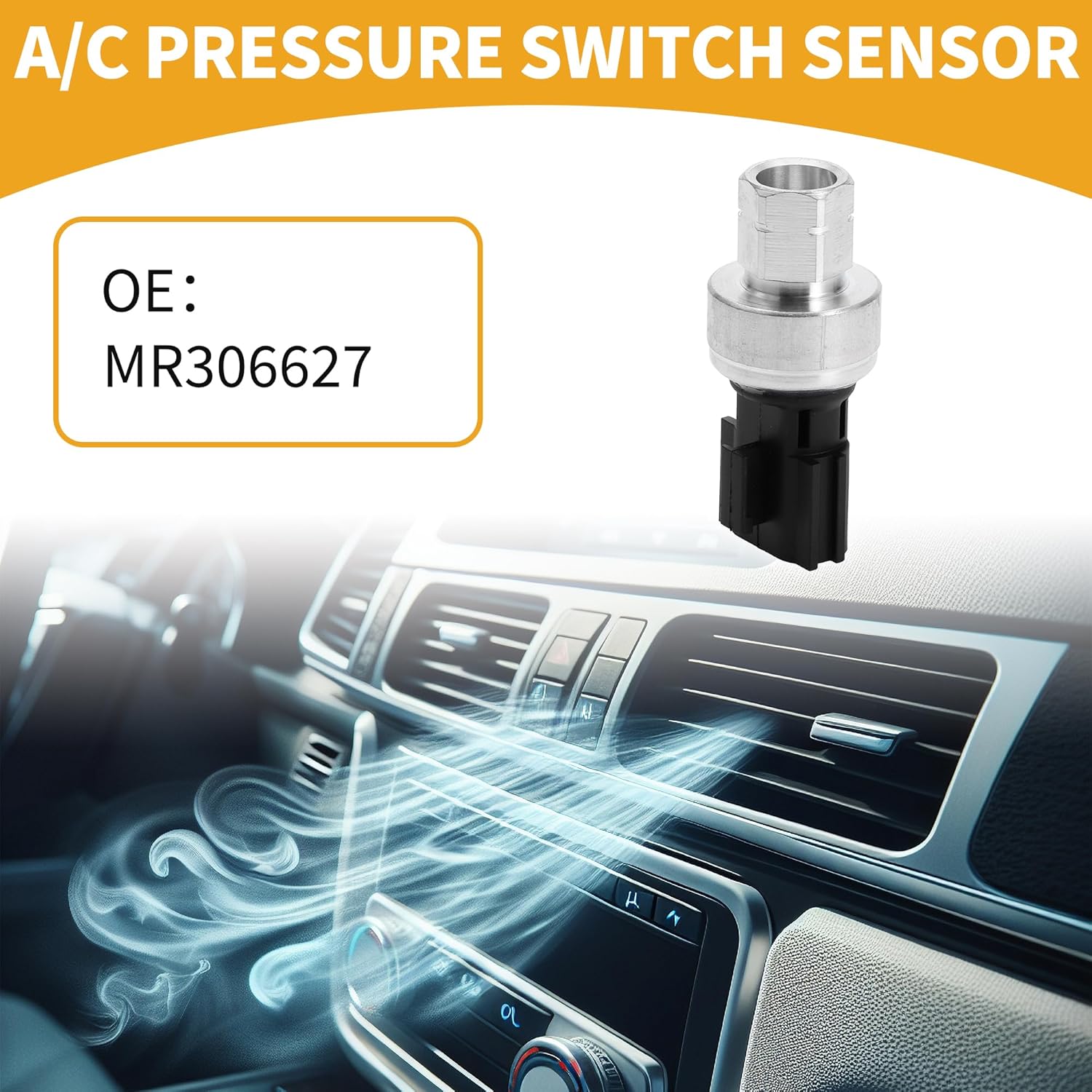 

A/C Pressure Switch Sensor No.MR306627 Car Engine Air Conditioning Refrigerant Pressure Transducer for Mitsubishi Lancer 2.0L 2008-2017 Plastic Black