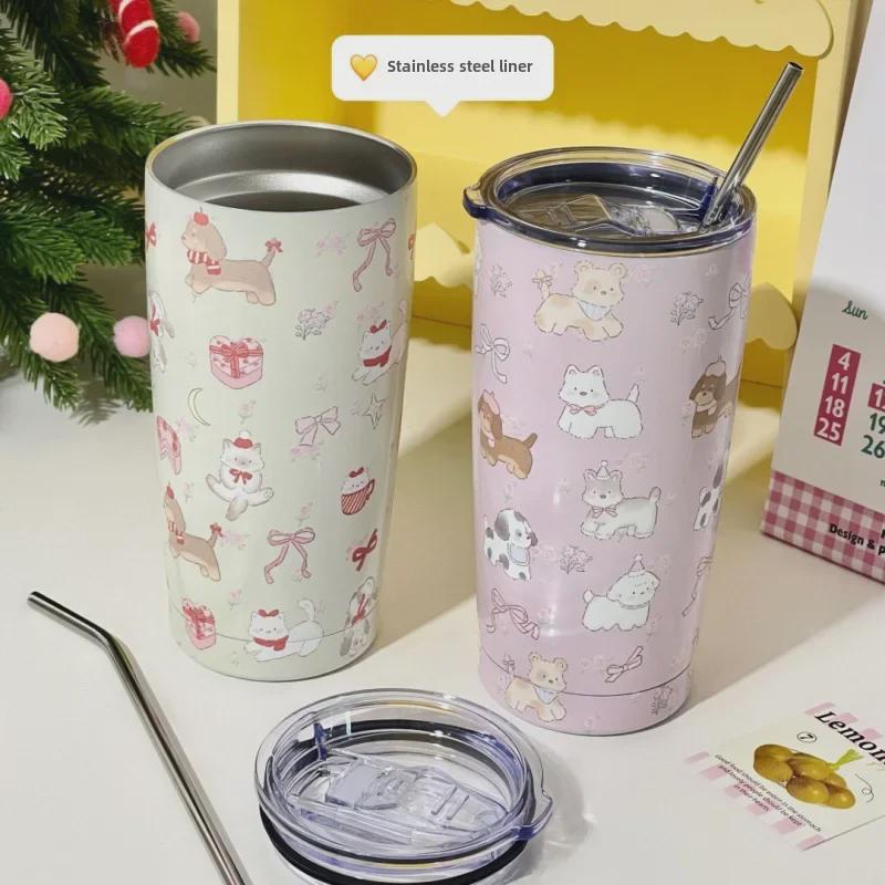 Cană Termos Graffiti Nouă 2024 - Capacitate Mare, Tricoloră, Oțel Inoxidabil, Design Portabil pentru Cupluri