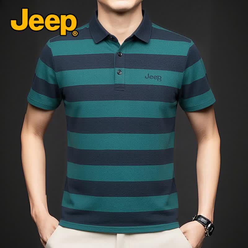 Jeep Men's Summer Wrinkle-Resistant Pearl Cotton Polo Shirt