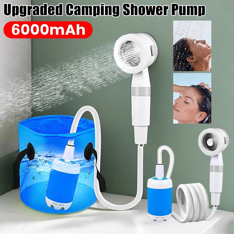 Pompa Doccia da Campeggio Portatile con Display Digitale 4000mAh Pompa Doccia Elettrica Ricaricabile Migliorata Campeggio Spiaggia Dormitorio