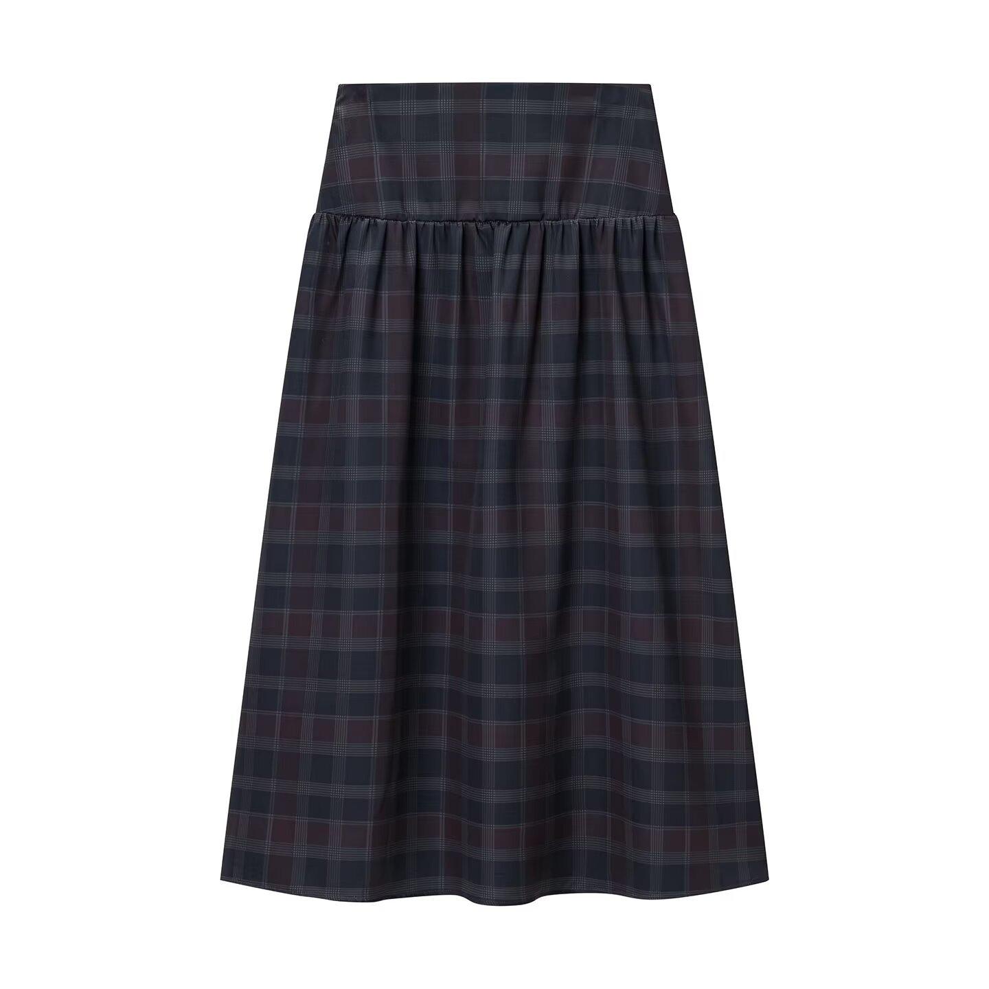 European and American style, new women s fashion, fashionable and versatile, plaid lace-up top skirt S