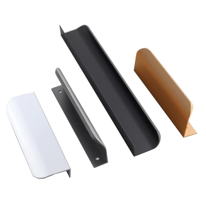 Oukali Hot Sales Modern Furniture Cabinet Handle Kitchen Wardrobe Aluminum Alloy Matt Black Canceal Pull Handles