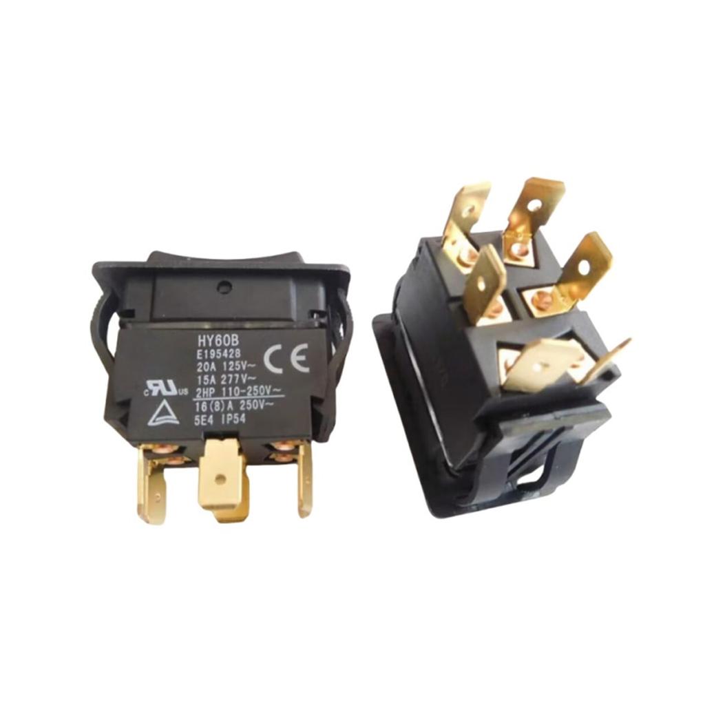 Industrial 6 Pin Rocker Switch 125/250V 20/15A Push Button Switches Arc Pushbutton Switch for Industrial Electric Power