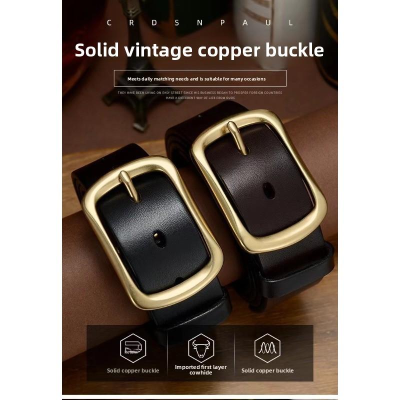 Meier Belt men's genuine leather youth k-style pin buckle first layer pure cowhide retro belt