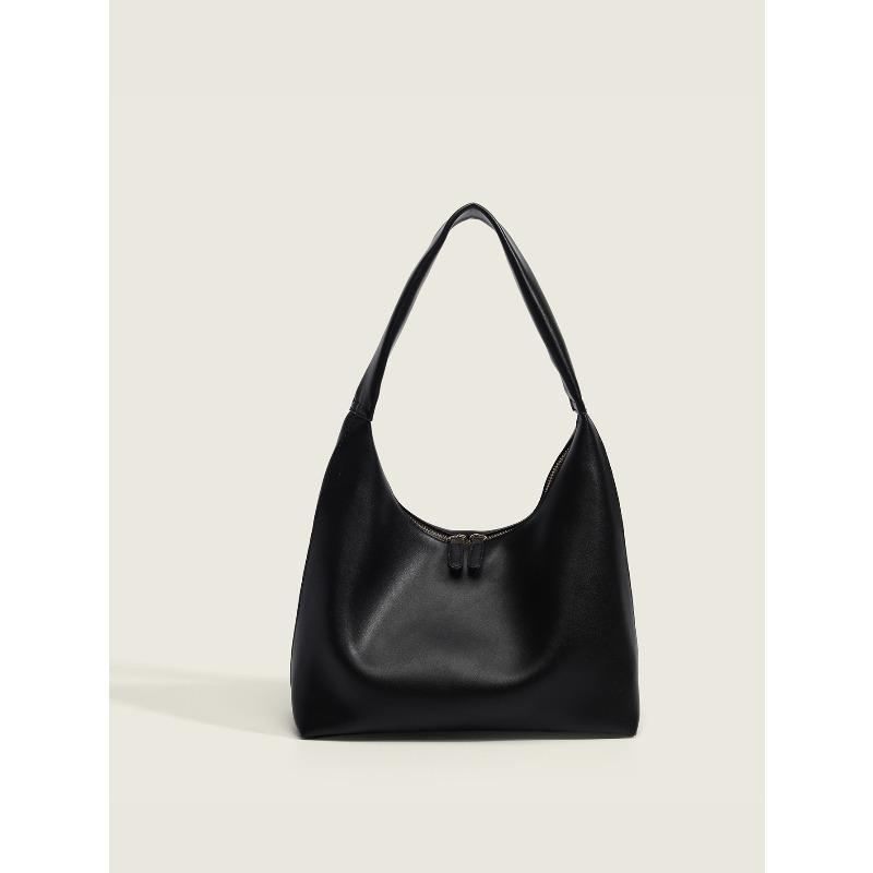 Soft leather tote bag women's retro simple shoulder dumpling bag niche design large capacity commuter bag