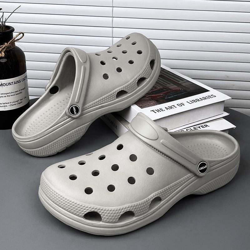 Men's and Women's Summer Garden Sandals - Solid Color Baotou Beach Shoes for Couples