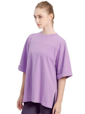 York BIG Tee Yoga Wear Short Quick Body Long Length M Size [Lupa] T-Shirt, Women's, Sleeve, Absorbent, Drying, Coverage, / Lavender,