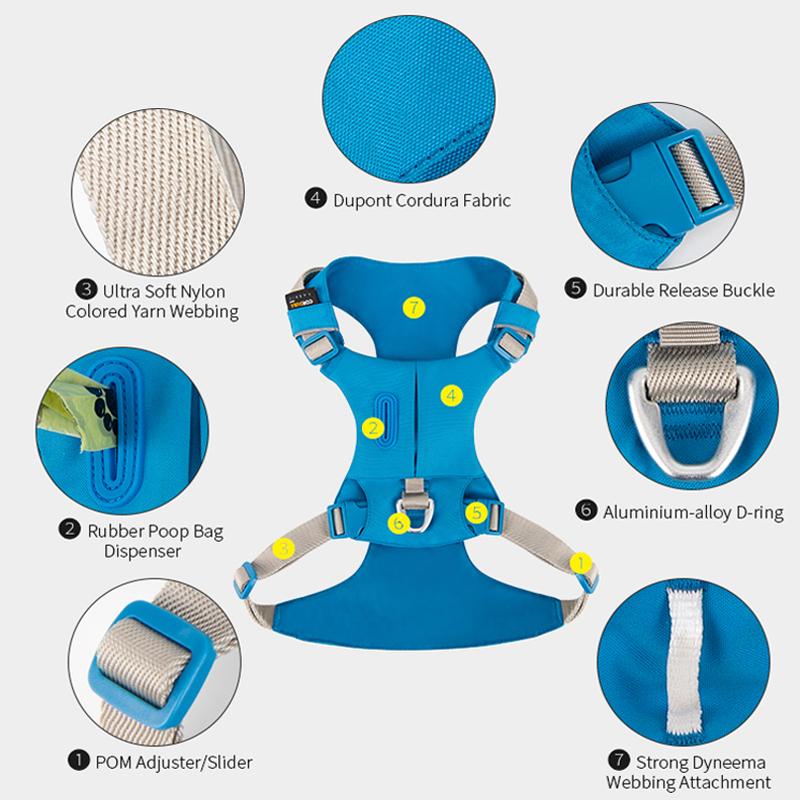 Haustiergeschirr Zugfrei Nylon Reflektierend Hundetaschengeschirr Verstellbar Bequem Kontrolle Training Spaziergang Welpe Hundezubehör