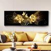 Black Golden Rose Flower Butterfly Abstract Wall Art Canvas Painting Poster Print Horizonta Picture for Living bedRoom Decor