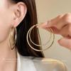 Steel Needle Multi-layer Plain Ring Earrings Women's European and American Exaggerated Atmosphere Earrings Fashion Temperament Earrings Advanced Sense