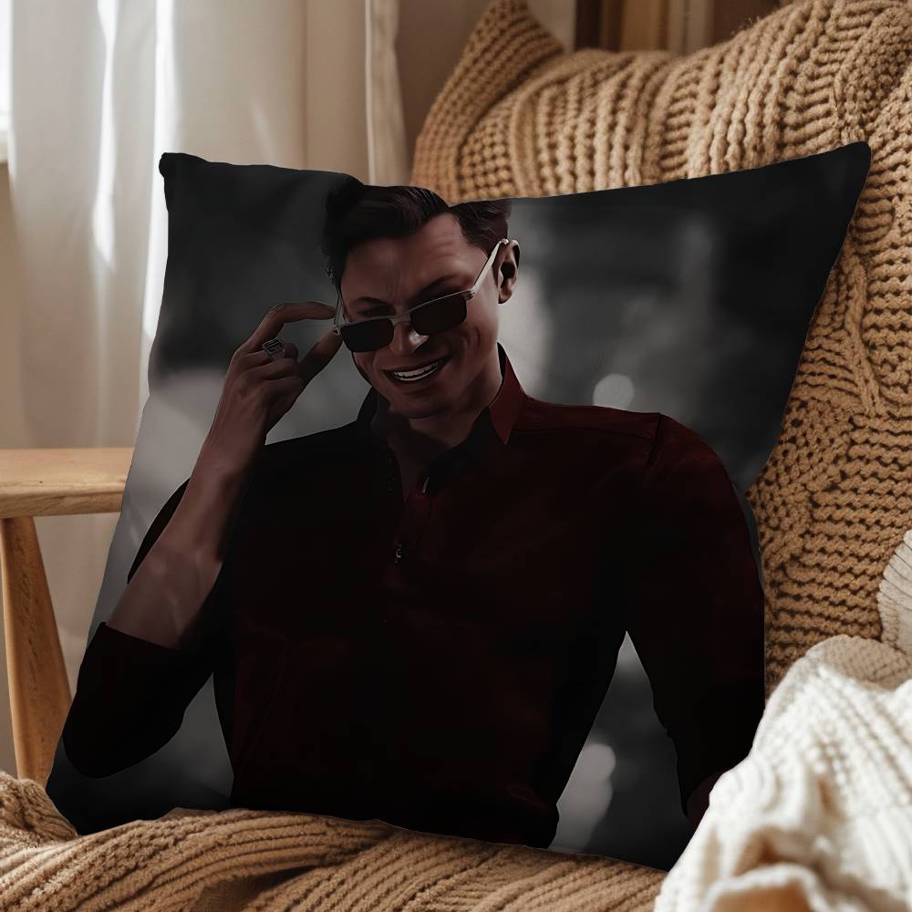 Johnny Cage Kitana Mortal Kombat Pillow Case Square Double-Sided Printing Short Plush Sofa Cushion Cover Bedroom Bedside Pillow